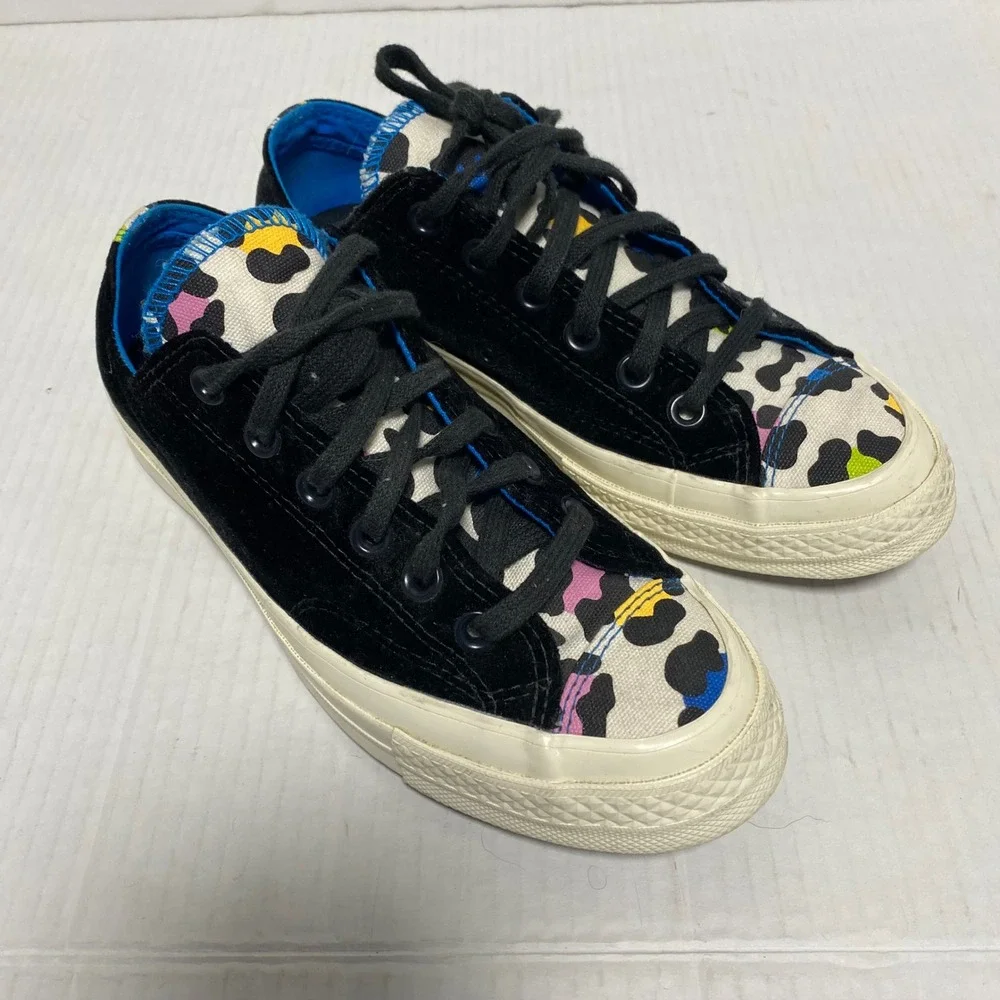 Converse Chuck 70 Ox Velvet Leopard Print Sneakers Black Multi Womens 7 Colorful - Picture 1 of 11